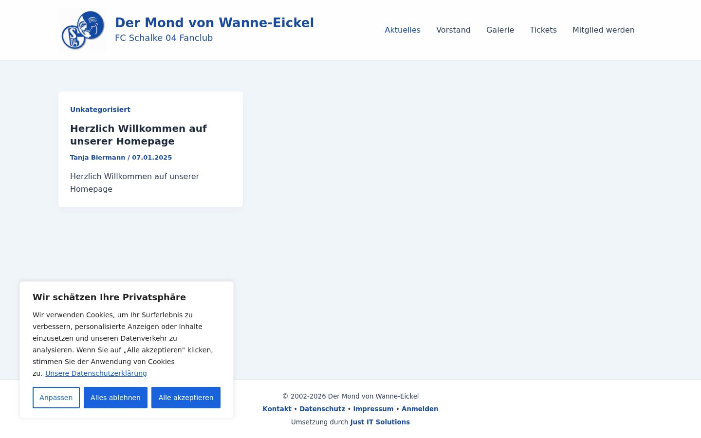 Screenshot des Einwilligungsbanners vor jeglicher Interaktion