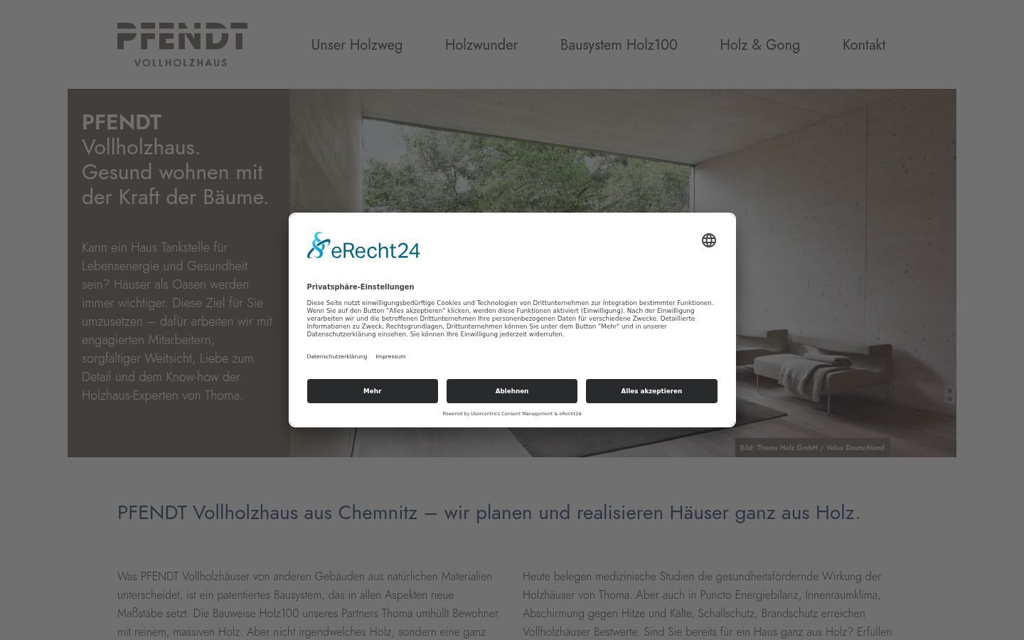 Screenshot des Einwilligungsbanners vor jeglicher Interaktion