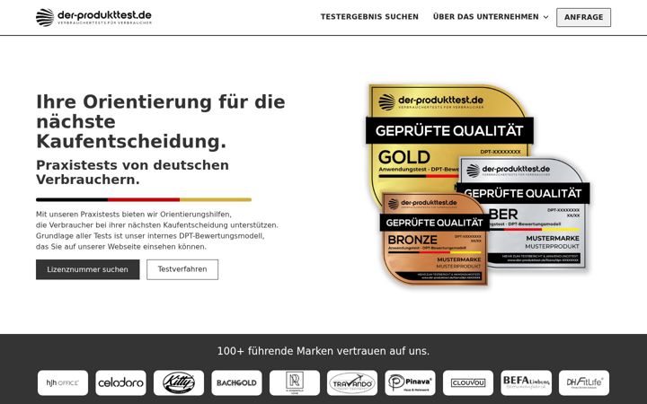 Ekrano kopija der-produkttest.de