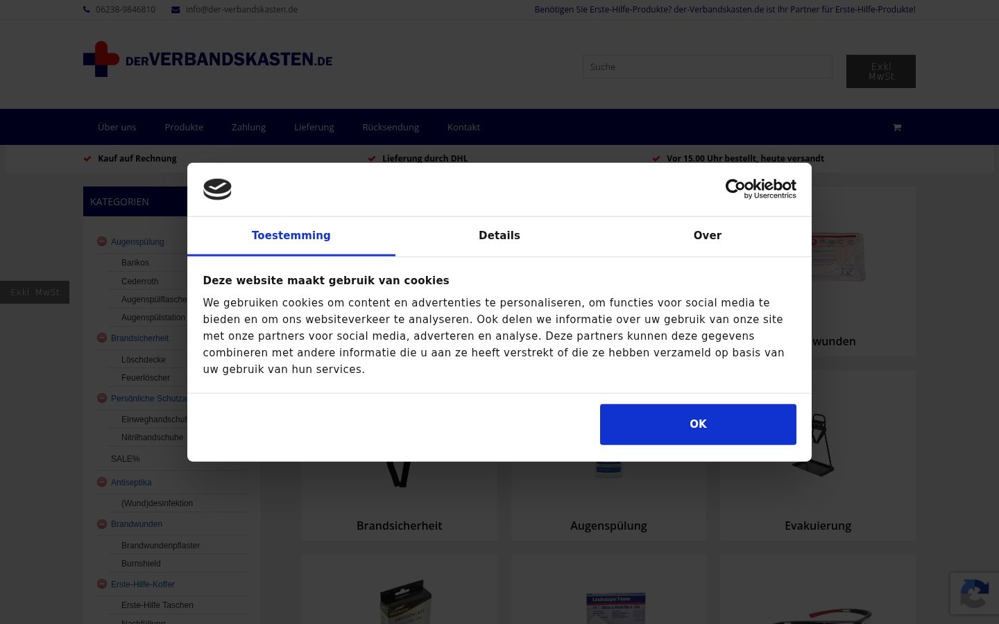 Skærmbillede af samtykkebanneret, som det blev vist før nogen interaktion