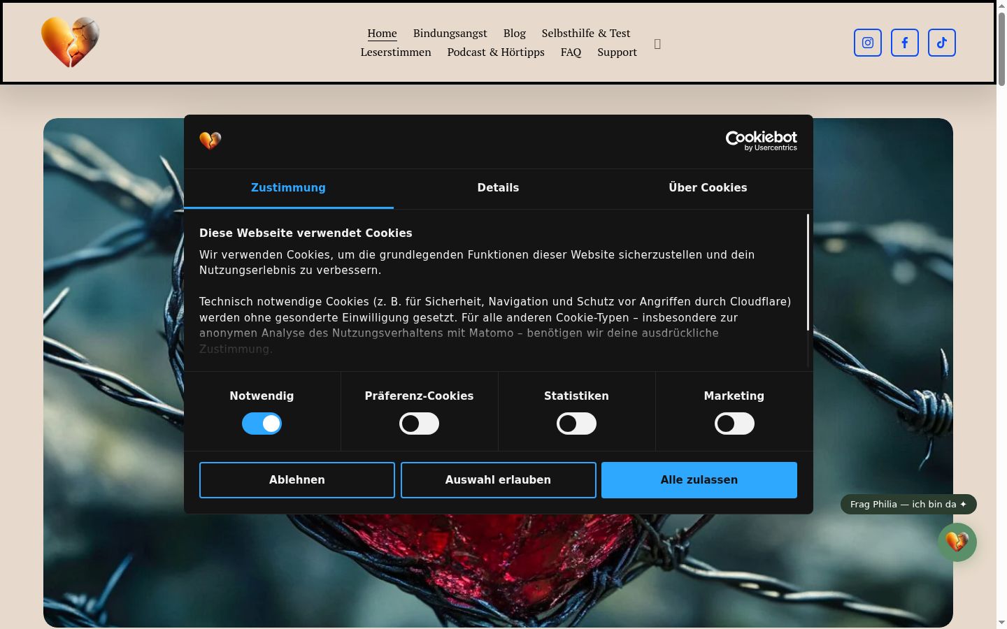 Captura de pantalla del banner de consentimiento mostrado antes de cualquier interacción
