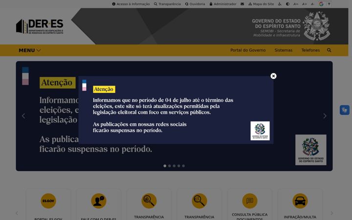 Ekraanipilt saidist der.es.gov.br