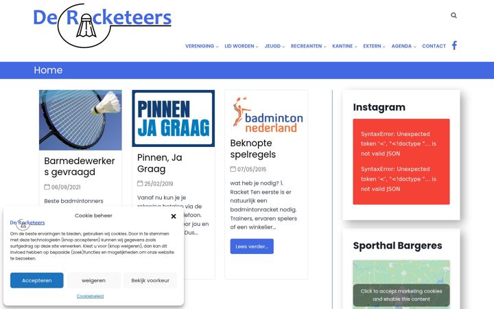 Screenshot of deracketeers.nl