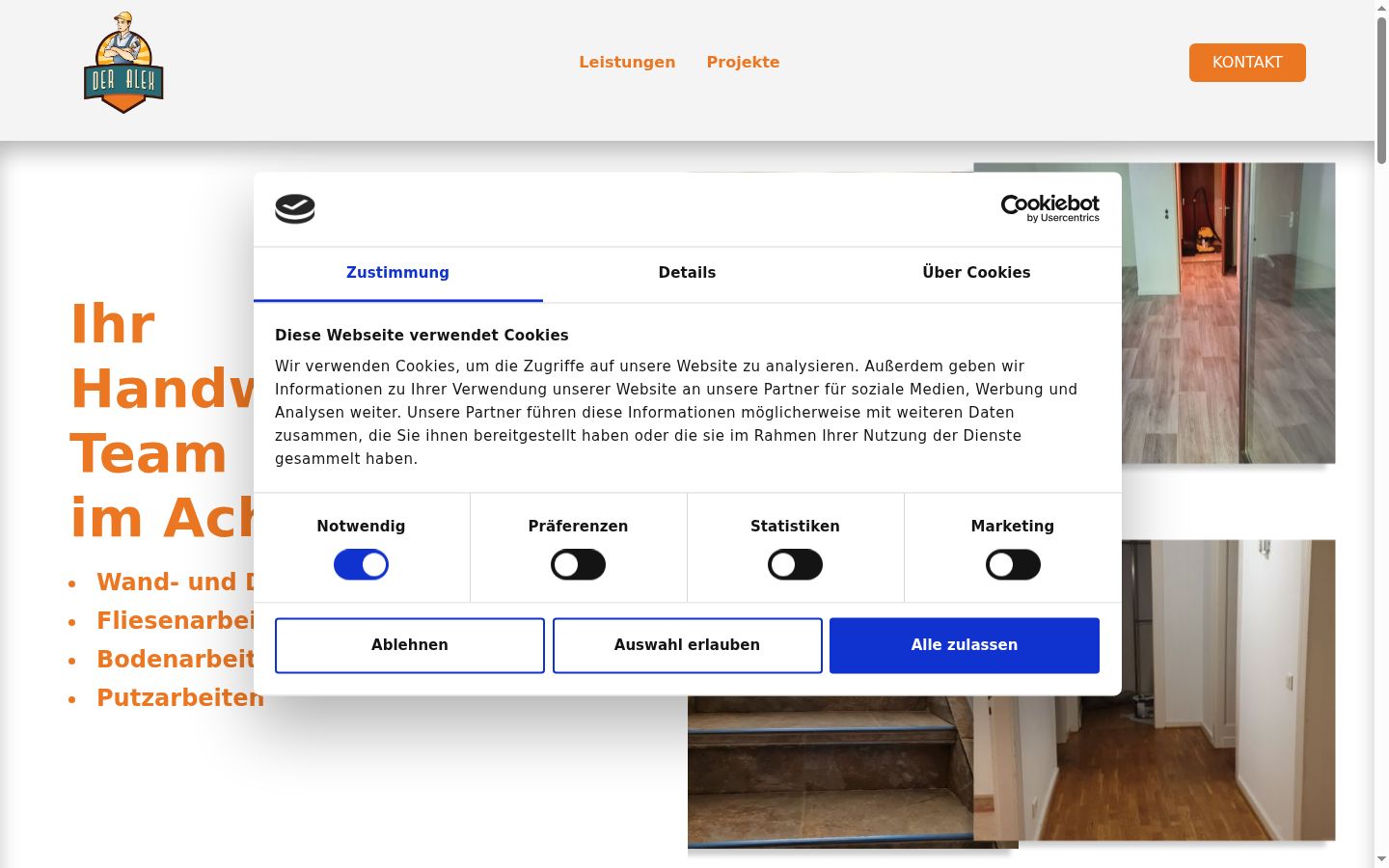 Screenshot tal-banner tal-kunsens muri qabel kwalunkwe interazzjoni
