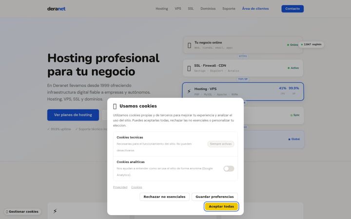Screenshot of deranet.com
