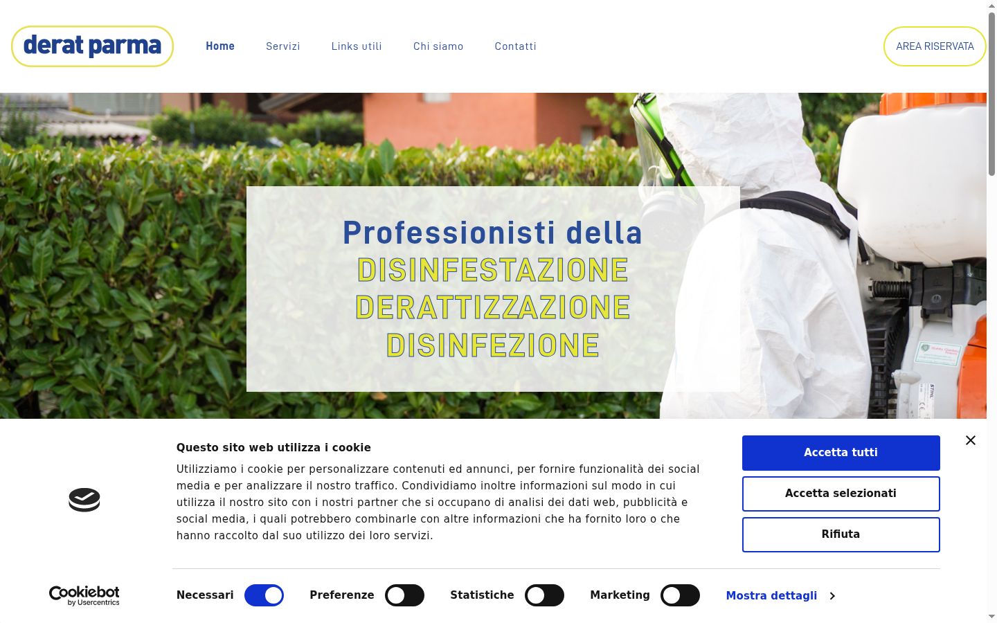 Screenshot del banner di consenso mostrato prima di qualsiasi interazione