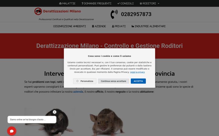 Screenshot of derattizzazioni.milano.it