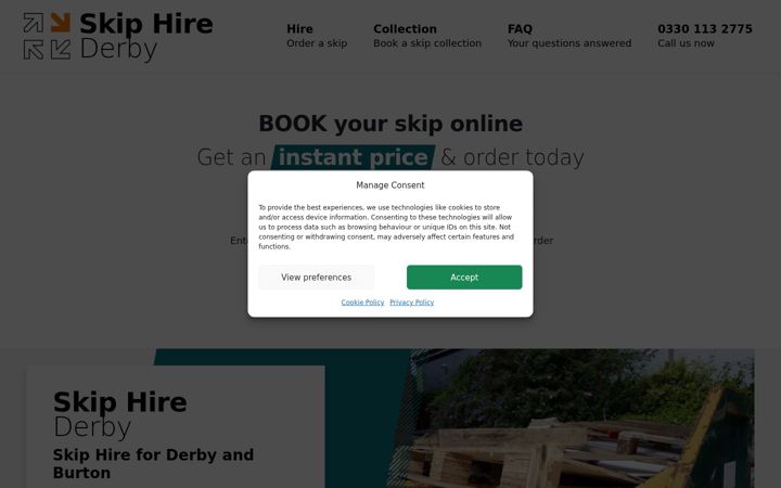 Screenshot of derby-skiphire.co.uk