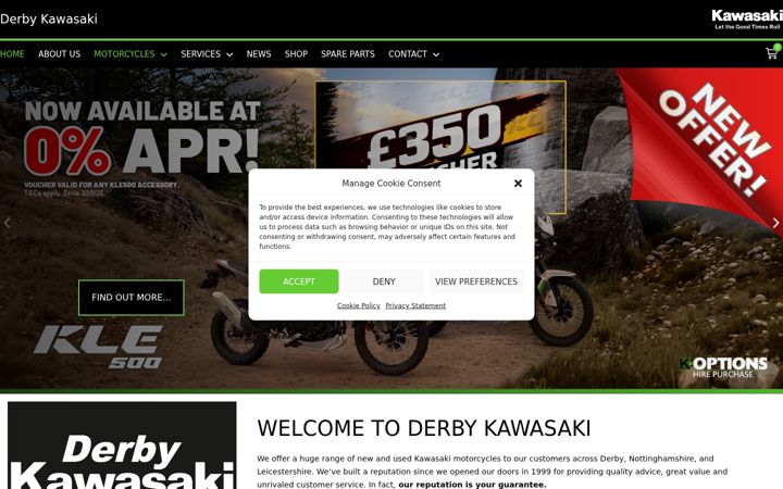 Ekraanipilt saidist derbykawasaki.co.uk