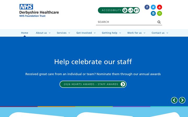 Screenshot of derbyshirehealthcareft.nhs.uk