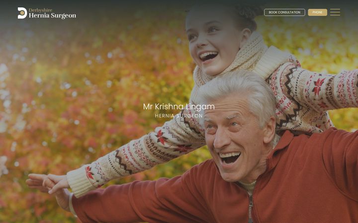 Screenshot of derbyshireherniasurgeon.co.uk
