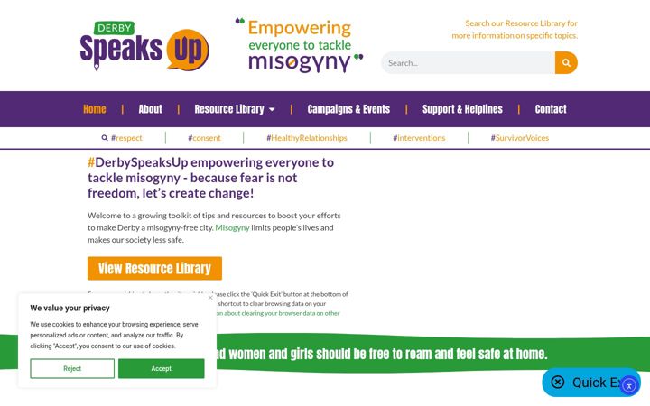 Screenshot of derbyspeaksup.org.uk