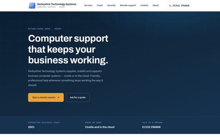 Screenshot of derbytechsys.com