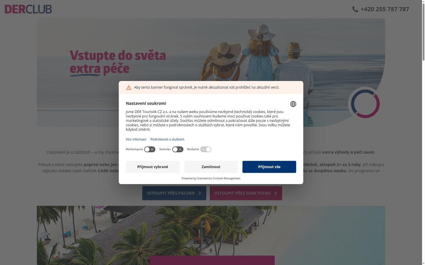 Ekrānuzņēmums ar piekrišanas baneri, kas tika rādīts pirms jebkādas mijiedarbības