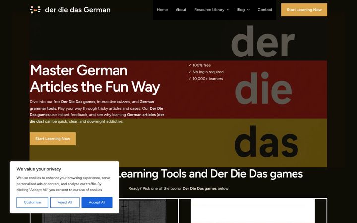 Screenshot of derdiedasgerman.com