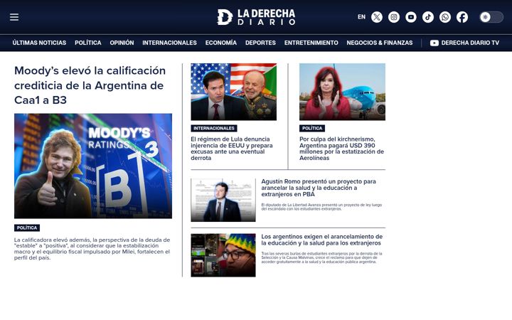 Screenshot of derechadiario.com.ar