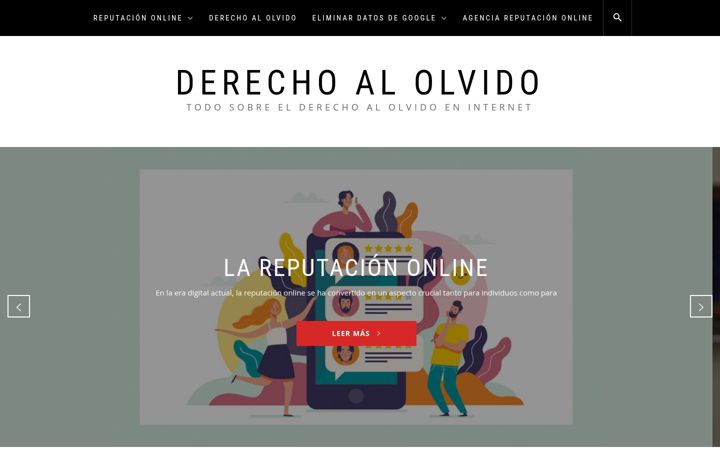 Screenshot stránky derechoalolvido.es