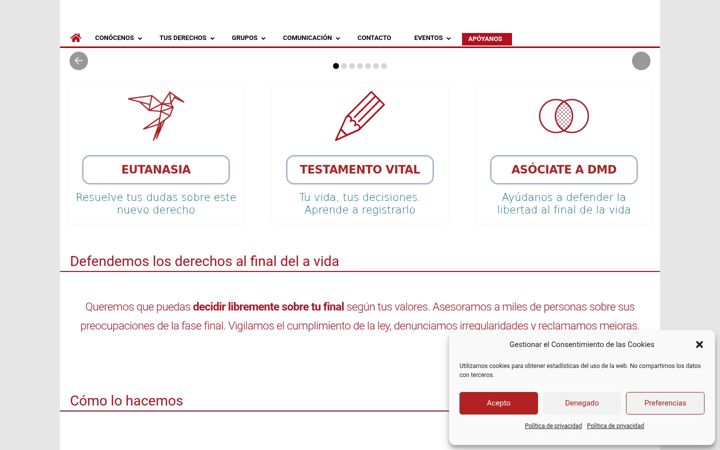 Captură de ecran a derechoamorir.org