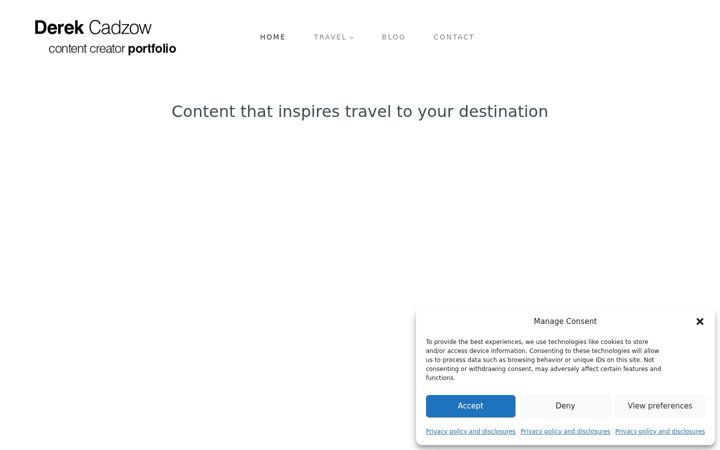 Screenshot of derekcadzow.com