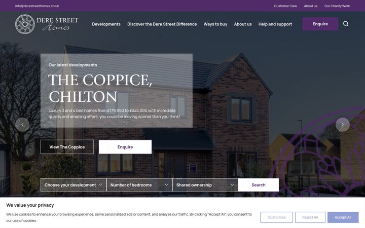 Screenshot of derestreethomes.co.uk