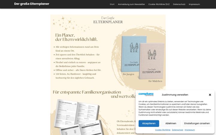 Snímek obrazovky dergrosseelternplaner.de