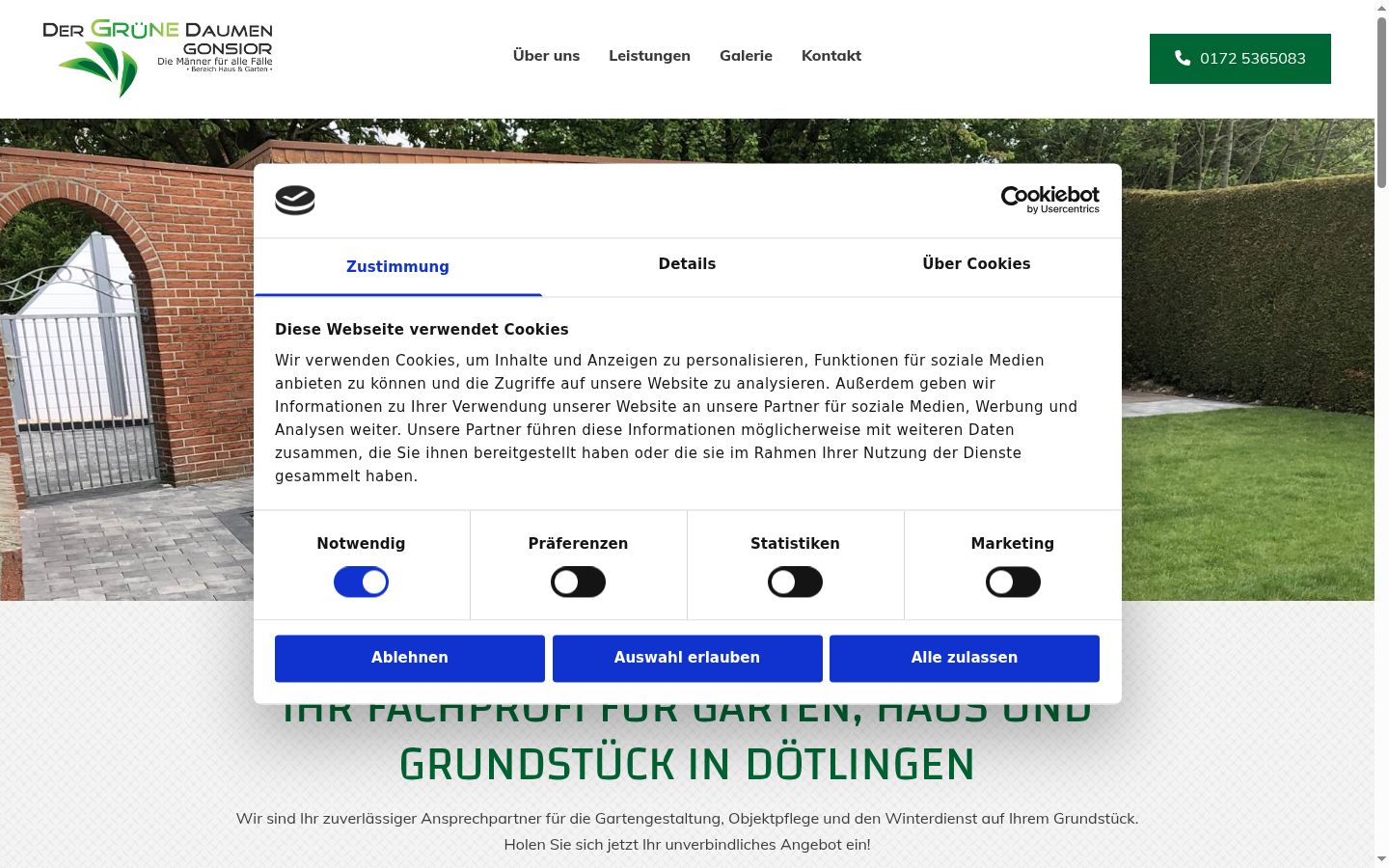 Screenshot del banner di consenso mostrato prima di qualsiasi interazione