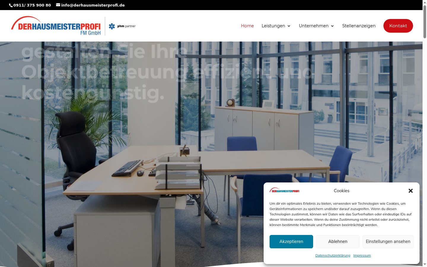 Screenshot des Einwilligungsbanners vor jeglicher Interaktion