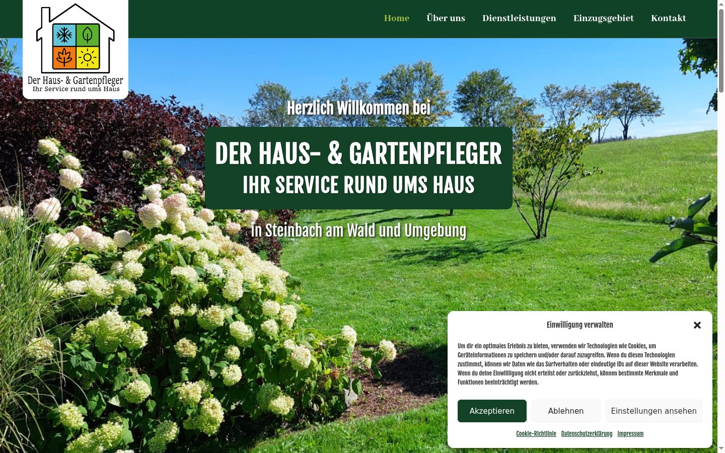 Screenshot des Einwilligungsbanners vor jeglicher Interaktion