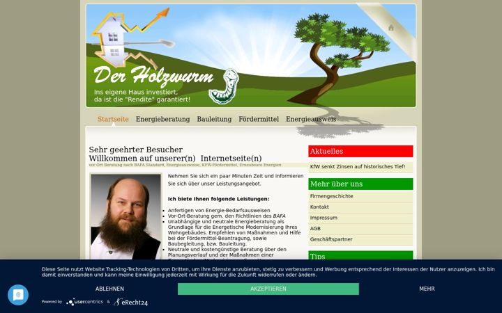 Screenshot of derholzwurm-ihrenergieberater.de