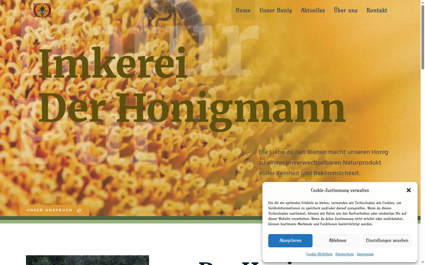 Screenshot del banner di consenso mostrato prima di qualsiasi interazione