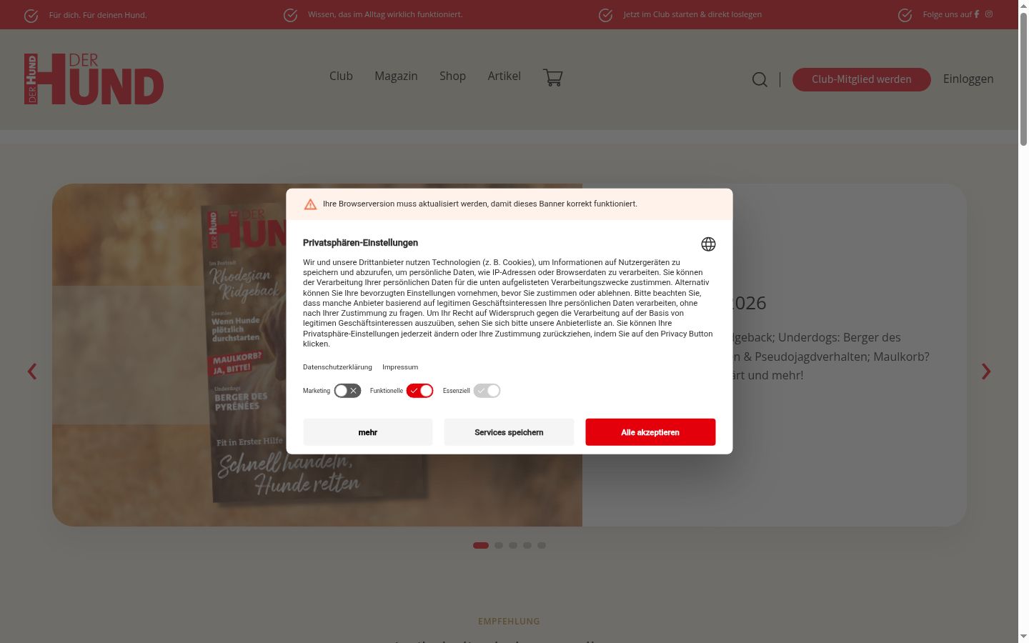 Capture d'écran de la bannière de consentement affichée avant toute interaction