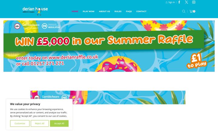 Screenshot of derianraffle.co.uk