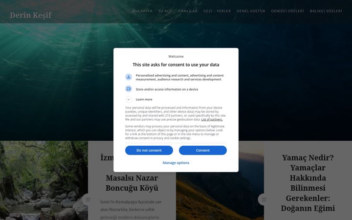 Screenshot of derinkesif.com