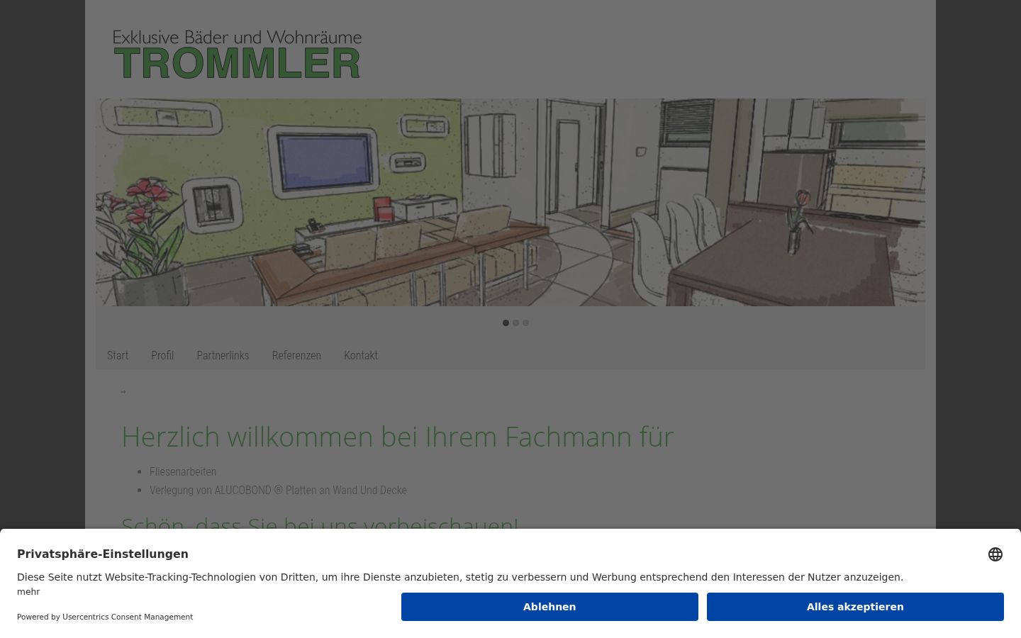Screenshot des Einwilligungsbanners vor jeglicher Interaktion