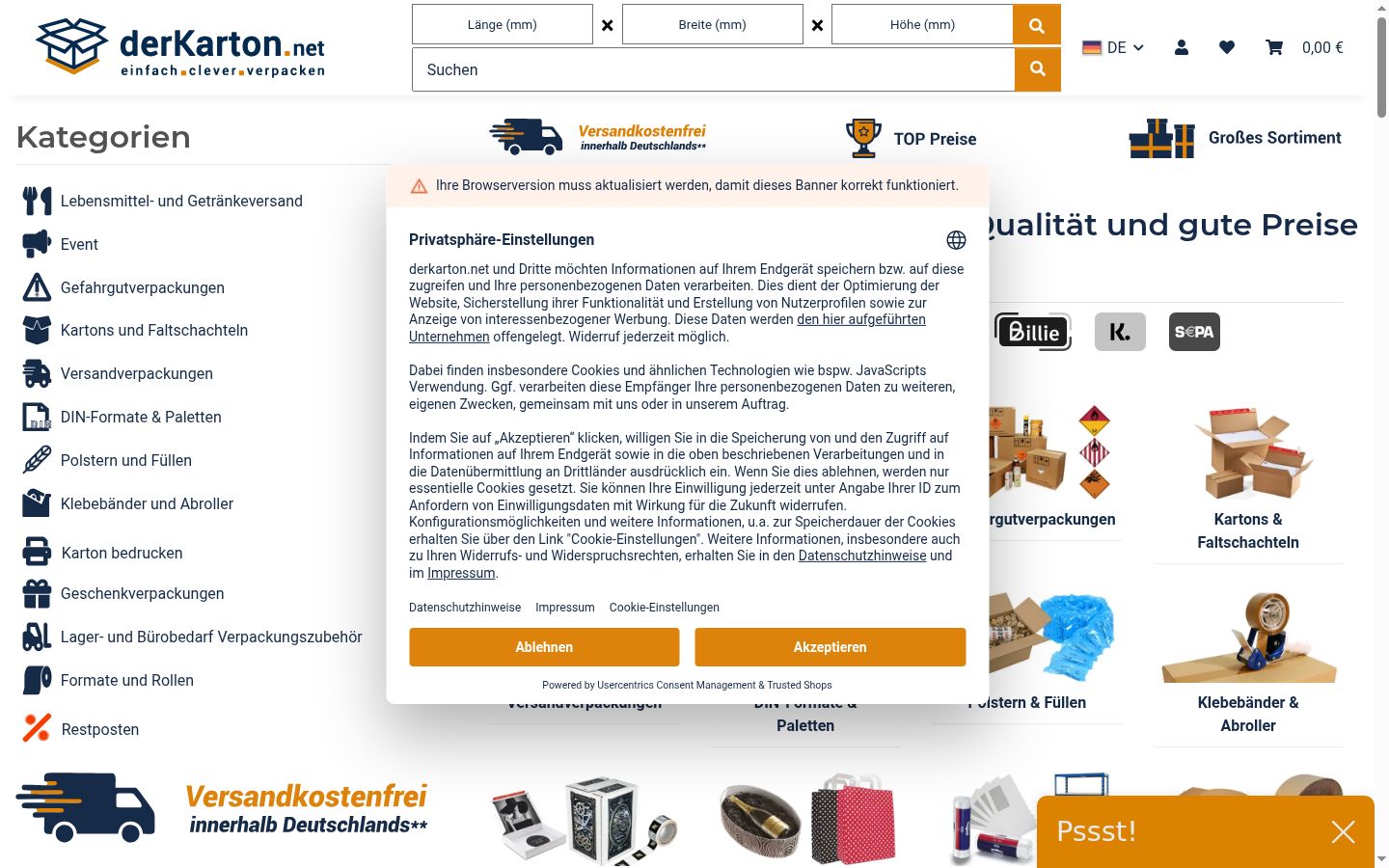 Sutikimo reklamjuostės, rodytos prieš bet kokią sąveiką, ekrano kopija