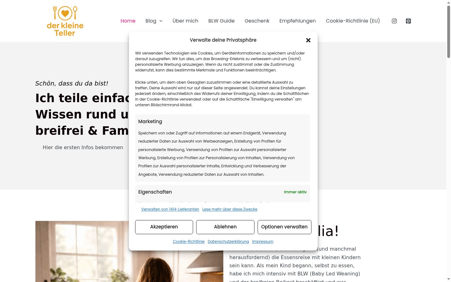 Screenshot tal-banner tal-kunsens muri qabel kwalunkwe interazzjoni