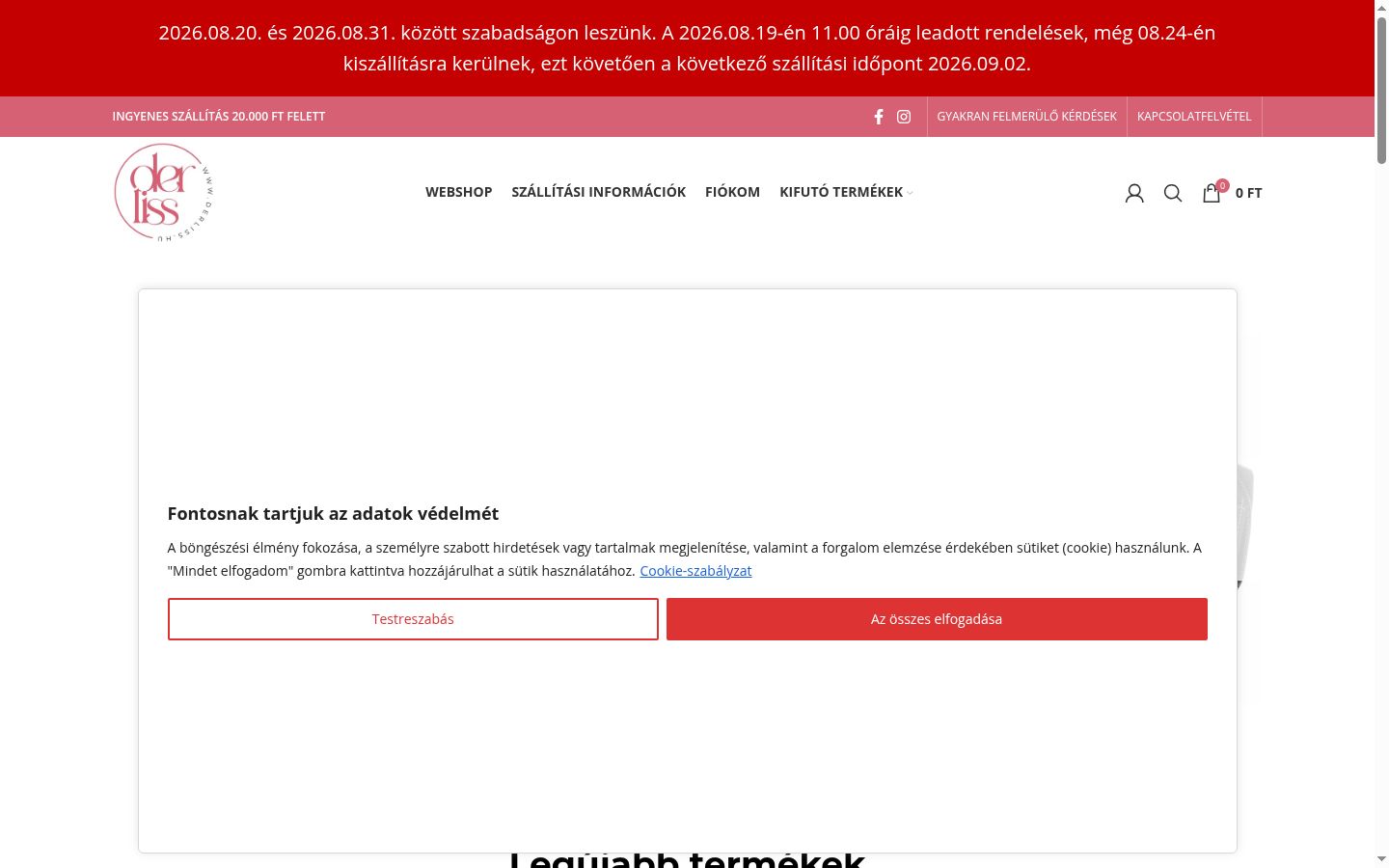 Screenshot des Einwilligungsbanners vor jeglicher Interaktion