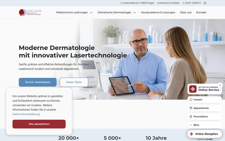 Skærmbillede af derma-hagen.de