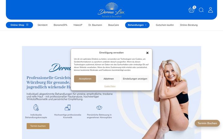 Skærmbillede af derma-lux.de