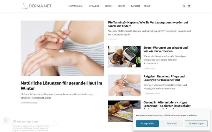 Skærmbillede af derma-net-online.de