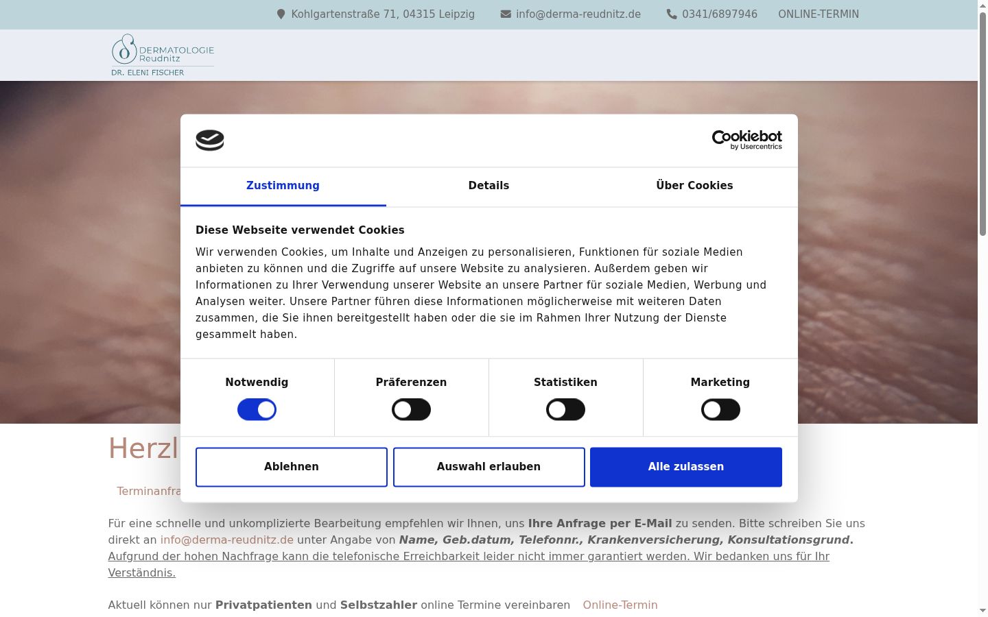 Capture d'écran de la bannière de consentement affichée avant toute interaction