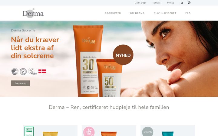 Screenshot of derma.dk