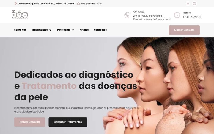 Skärmbild av derma360.pt
