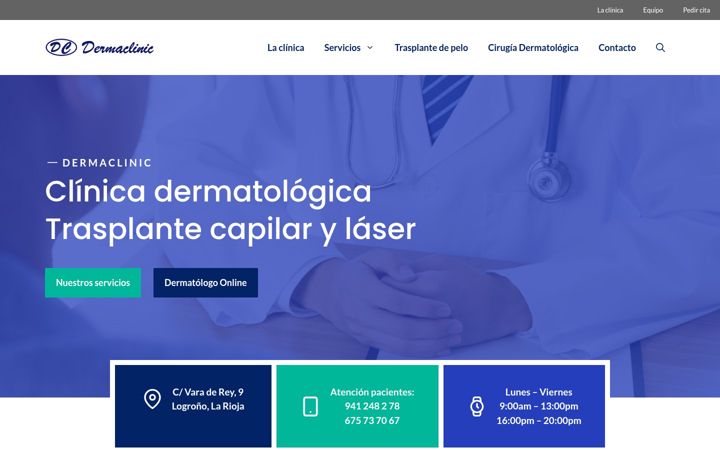 Screenshot stránky dermaclinic.es
