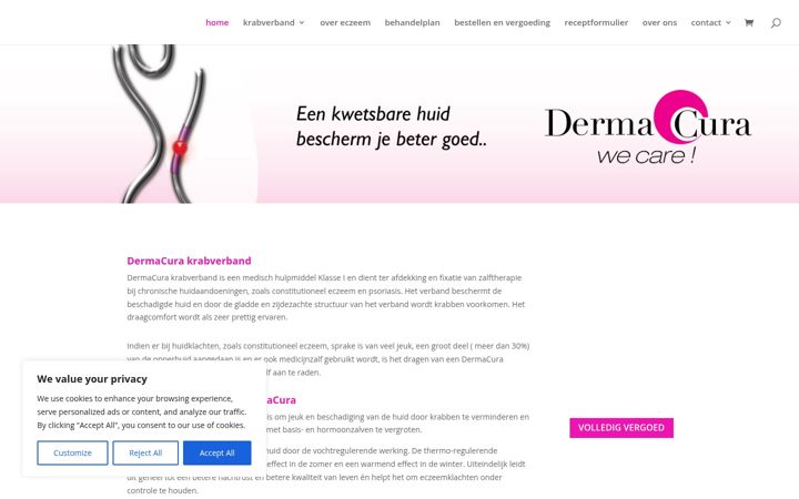 Screenshot von dermacuraverband.nl