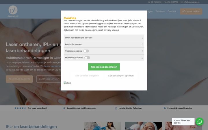 Screenshot von dermalight.nl
