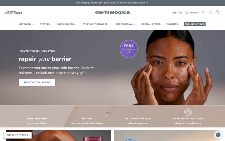 Екранна снимка на dermalogica.ca
