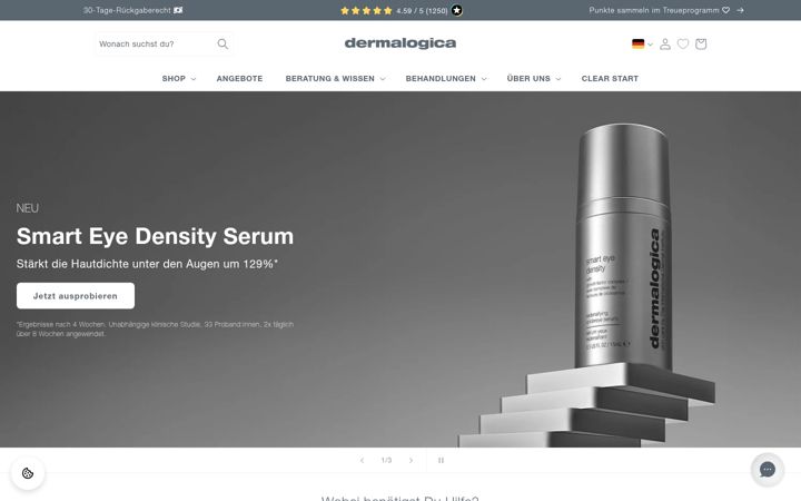 Screenshot of dermalogica.de