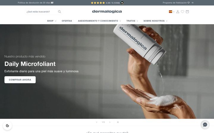 Skjermbilde av dermalogica.es
