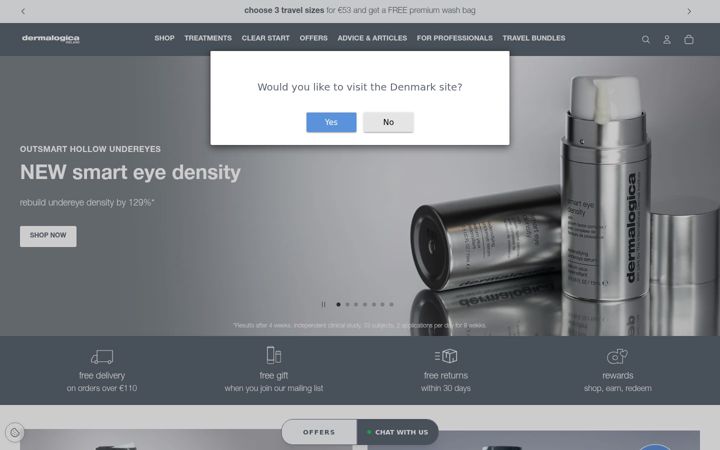 Skærmbillede af dermalogica.ie